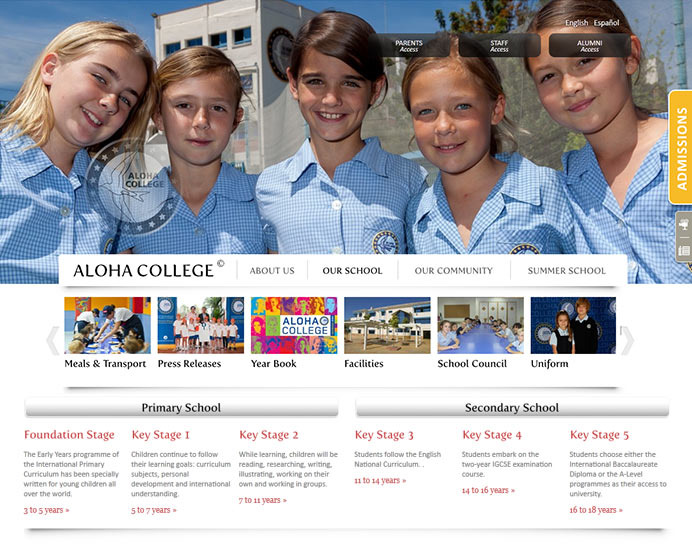 Diseño y desarrollo web para Aloha College