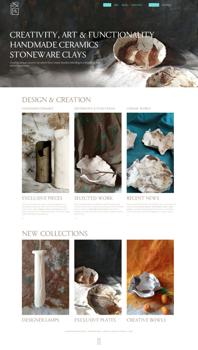 Exclusige design and Wordpress development for Artekeramiko ceramic website