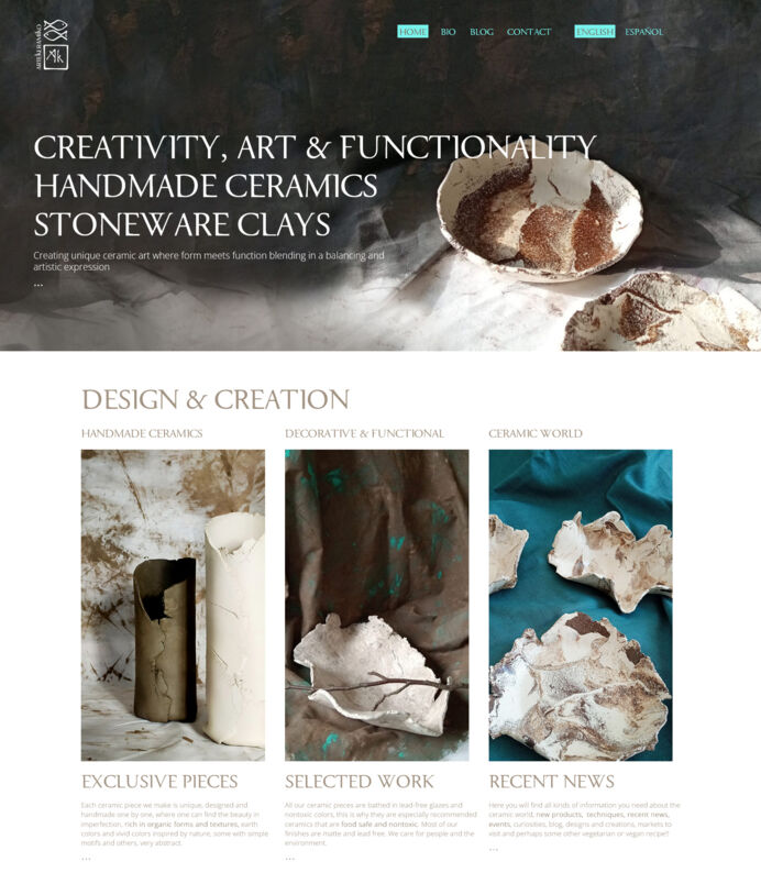 Sophisticated and elegant design for contemporary ceramics website